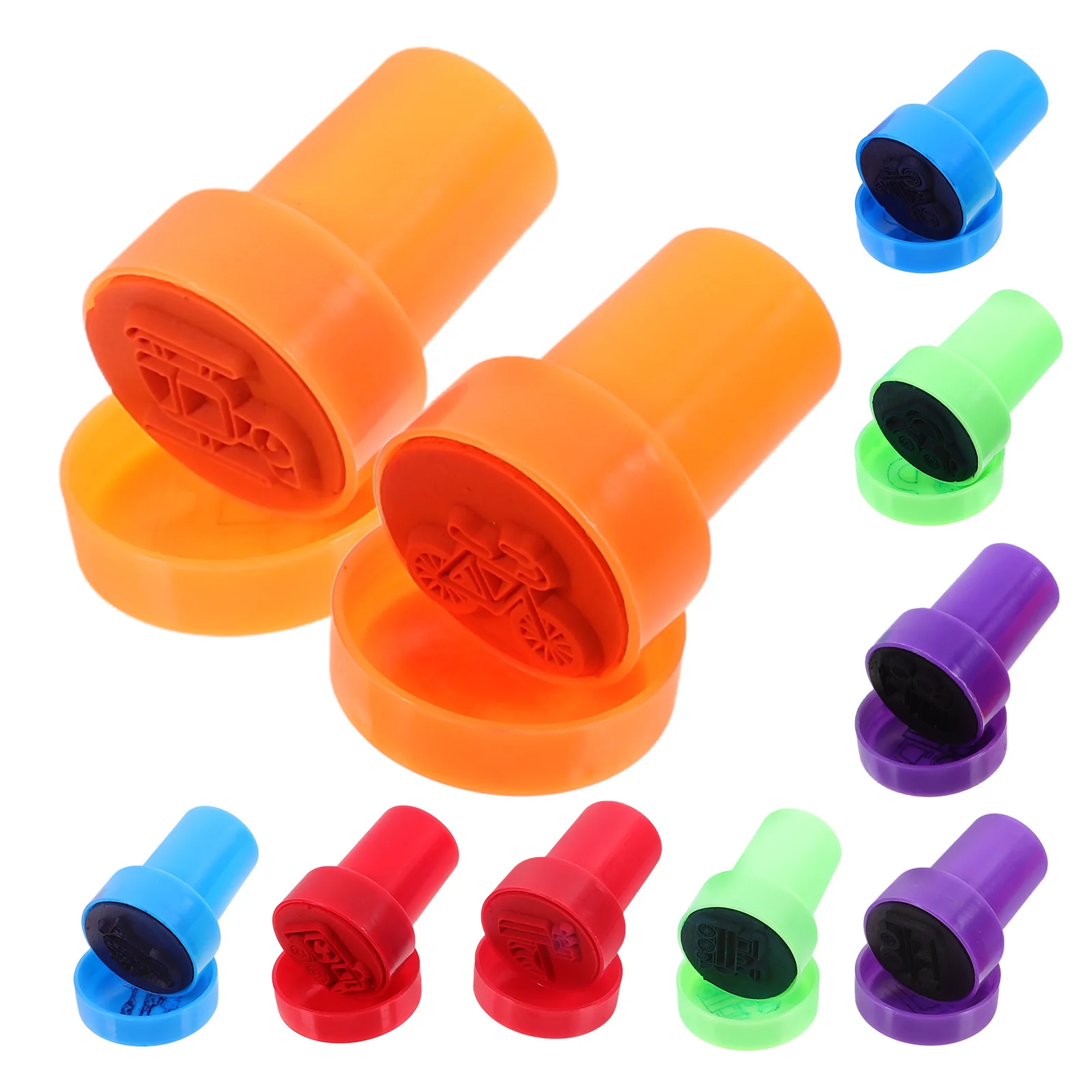 10 Pcs Toy Transportation Stamp Toddler Gift The Name Plastic Journal Stickers DIY Cute Stamper