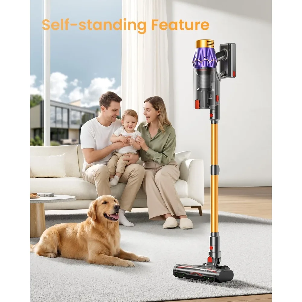 60KPA Cordless Vacuum, 70Min Runtime, Anti-Tangle, Self-Standing, Smart Display, 1.8L Cup for Pet Hair/Carpets view 4