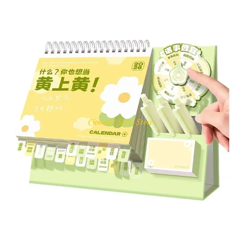 A3PC Desk Calendar, 2026 Mini Desk Calendar Planner Double Coil Binding Calendar Standing Small Desktop Decors