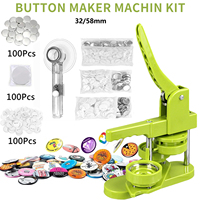 Pin Badge Button Making Machine 32/58mm Pin Badge Button Press Kit DIY Pin Button Maker Machine With 100pcs Parts+Circle Cutter