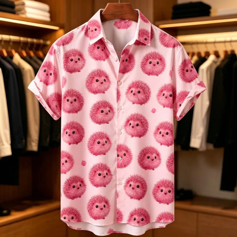 Men's Kawaii Animal Print Casual Shirt Collection for Casual Events, Dog Park Visits, Weekend Outings and Romantic Stylish Looks