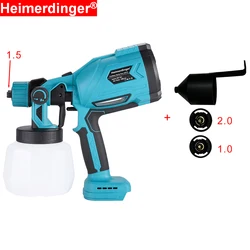 Heimerdinger-Pulvérisateur de peinture sans fil avec moteur sans balais, odorà peinture en aérosol HVLP, récipient de 1000ml, batterie Makita 18V