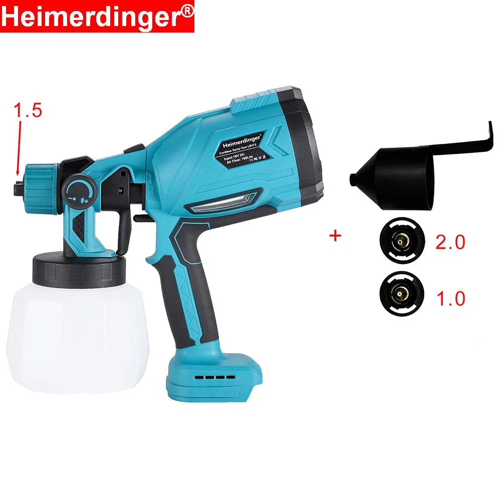 Heimerdinger-pulverizador de Pintura sem Fio para Makita Bateria 18v Recipiente 1000ml Pistola de Pintura Hvlp com Motor Brushless
