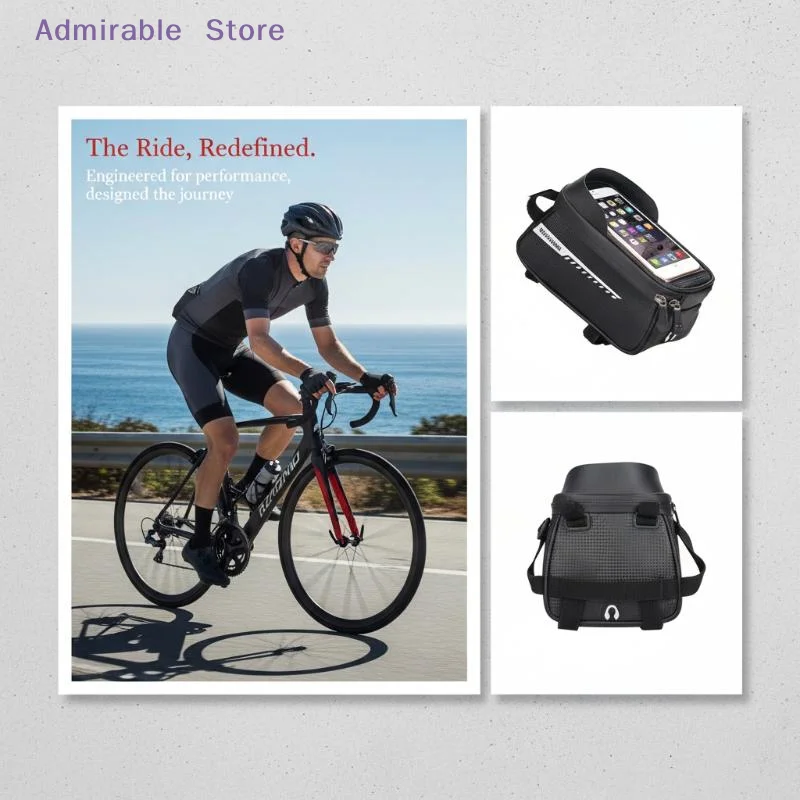 自転車用フロントチューブバッグ、防水スマホケース、タッチスク - Youtube Phone Accessories のレビューと価格