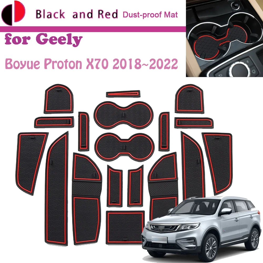 

Rubber Door Groove Mat for Geely Boyue Proton X70 2018~2022 2019 2020 Gate Storage Slot Coaster Dust-proof Pad Car Sticke Rug