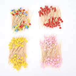 50/80/100PCS 9/12cm Disposable Bamboo Fork Twisted Party Buffet Fruit Desserts Pick Skewer Food Cocktail Sandwich Fork Stick