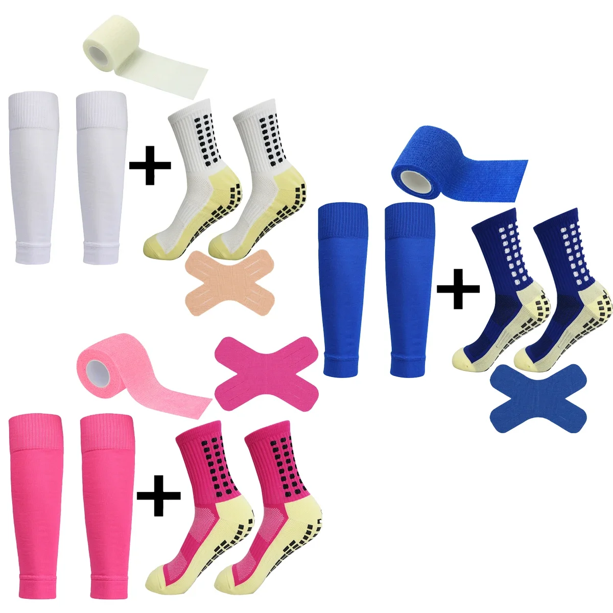 

New 4-piece set of anti-slip football socks, men's and women's outdoor sports grip football sock sets