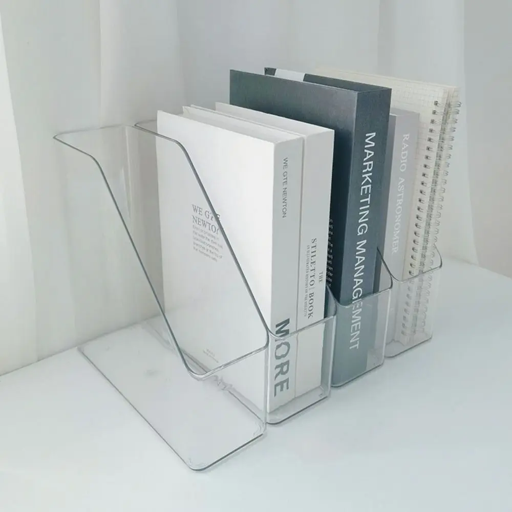 Display Stand Transparent Desk Folder Storage Bin Slim Vertical File Folder PET Space Saving Paper Tray Organizer Home