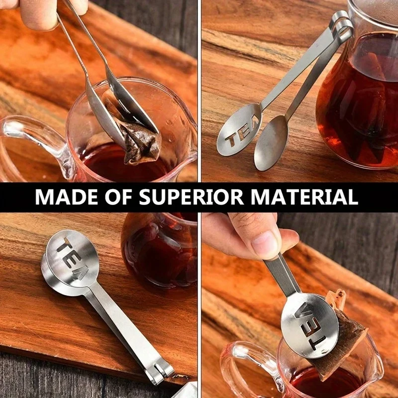 Stainless Steel Tea Bag Squeezer-Multifunctional Kitchen Tool,Easily Releases Tea Leaves,Sugar Clip-Durable,Rustproof,Easy Clean