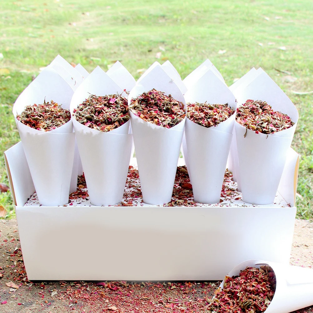 

60pcs Dried Rose Confetti Holder Confetti Petal Cones Wedding Dried Flower Bouquet Candy Cones