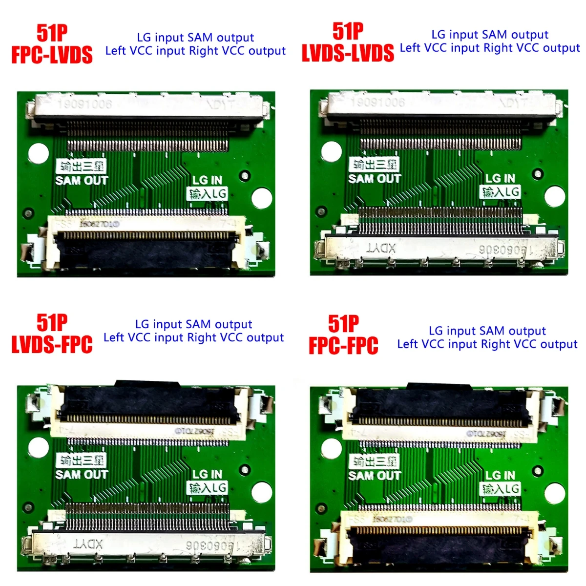 21PCS/ FHD LVDS 2K 51pin/30pin SAM Turn LG Cable Connector Cable Adapter Board Left and Right Replacement For LED TV Repair