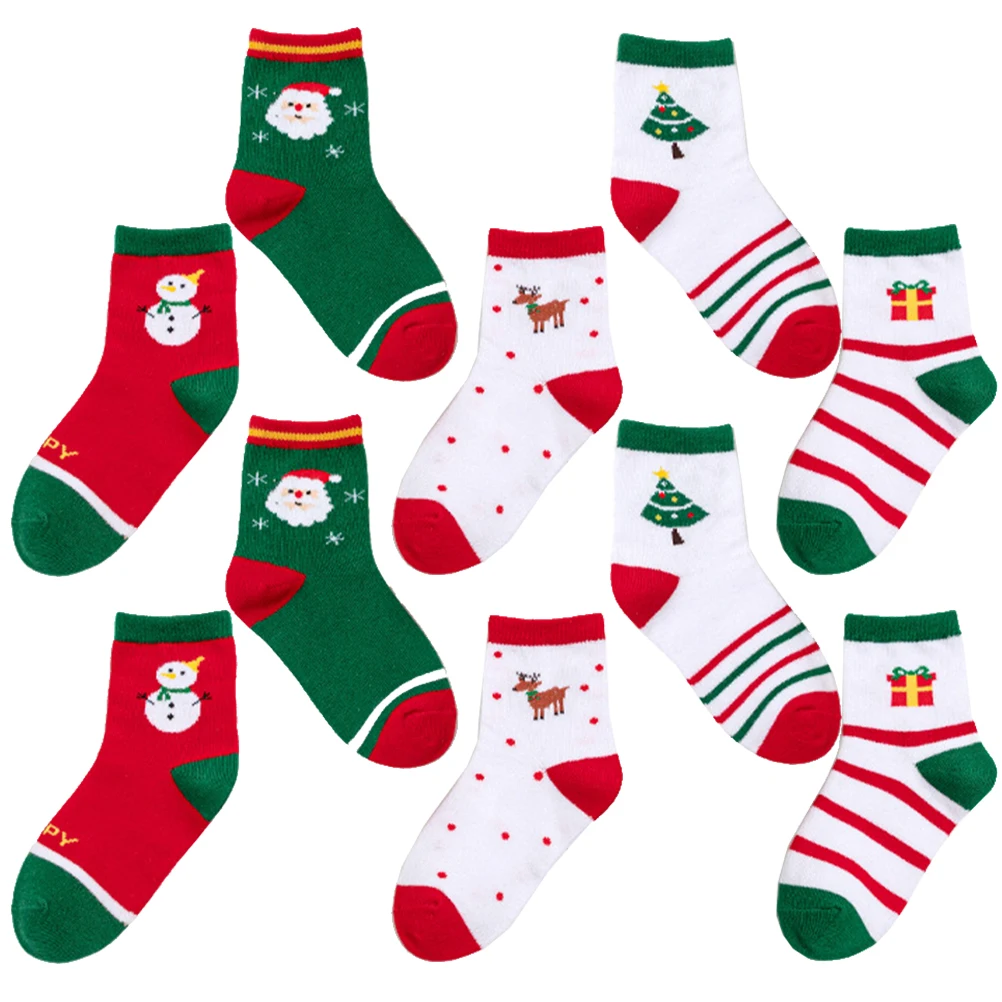 

5 Pairs Girls Children's Socks Kids Stocking Holiday Winter Christmas Stockings