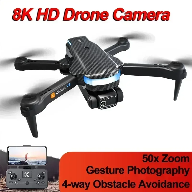 

8K V8 Optical Flow Drone 2 Camera Intelligent Obstacle Avoidance Adjustable Height Aerial Photography Quadcopter for Xiaomi