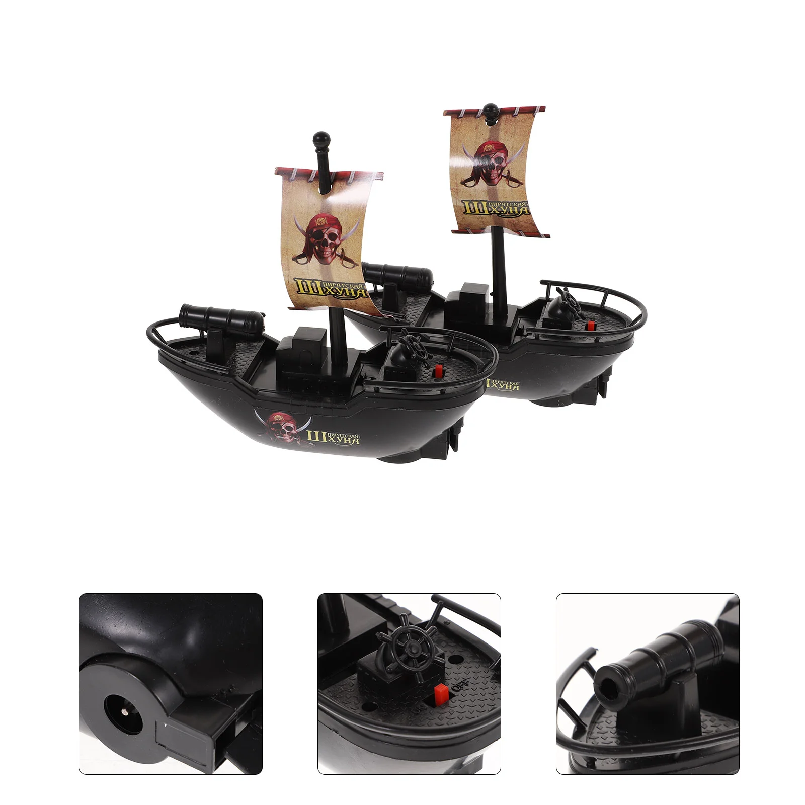 

2 Pcs Electric Pirate Ship Kids Toy Children Model Boat Beach Toys Summer Swimming Pool Plastic Bath Funny Toddler Baby