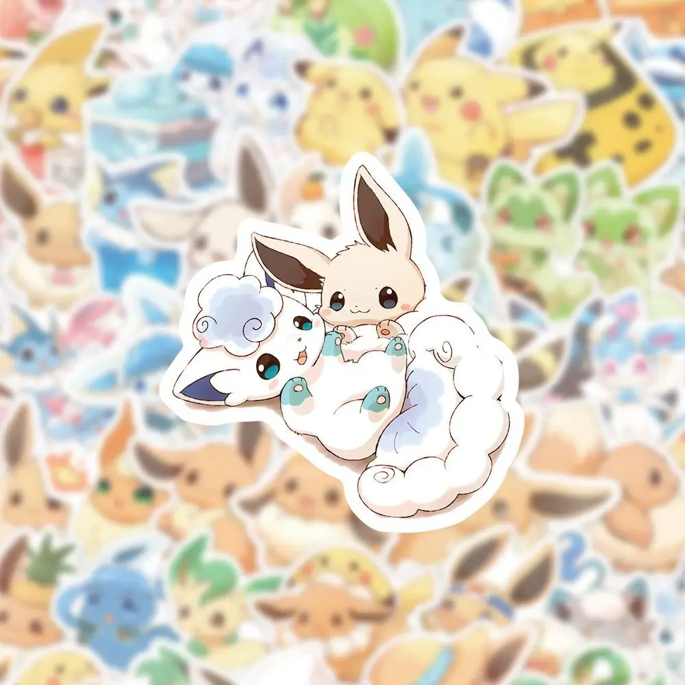 60 قطعة ملصقات الكتابة على الجدران Eevee اللطيفة Sylveon بوكيمون أنيمي الكرتون ملصق مائي الأمتعة كأس الهاتف الغيتار الثلاجة سجل القصاصات ألعاب أطفال