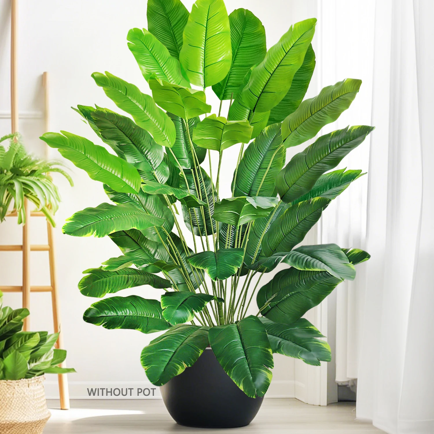 60-120 cm （47,2 cala) Sztuczna tropikalna palma Sztuczna roślina bananowa Liście Prawdziwy dotyk Strelitzia Plastikowa roślina do domowego ogrodu