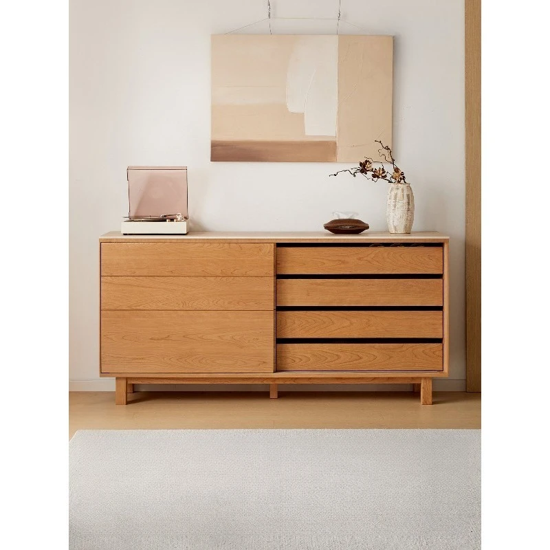side cabinet all solid wood Japanese simple living room storage chest