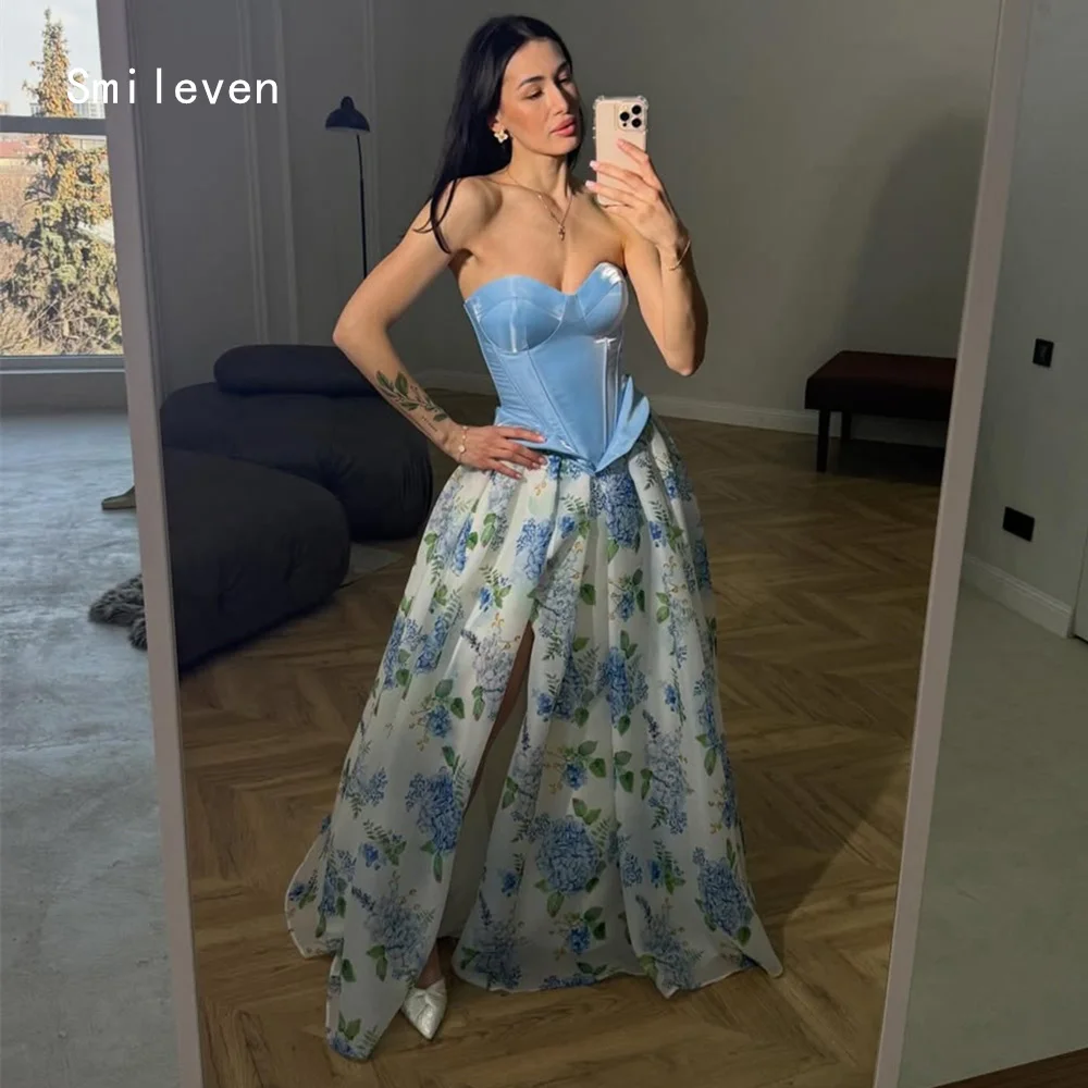 

Smileven Luxury A Line Prom Dress Sweetheart Liquid Organza Gowns for Gala Party Pattern Side Silt Evening Dress Customized 2026