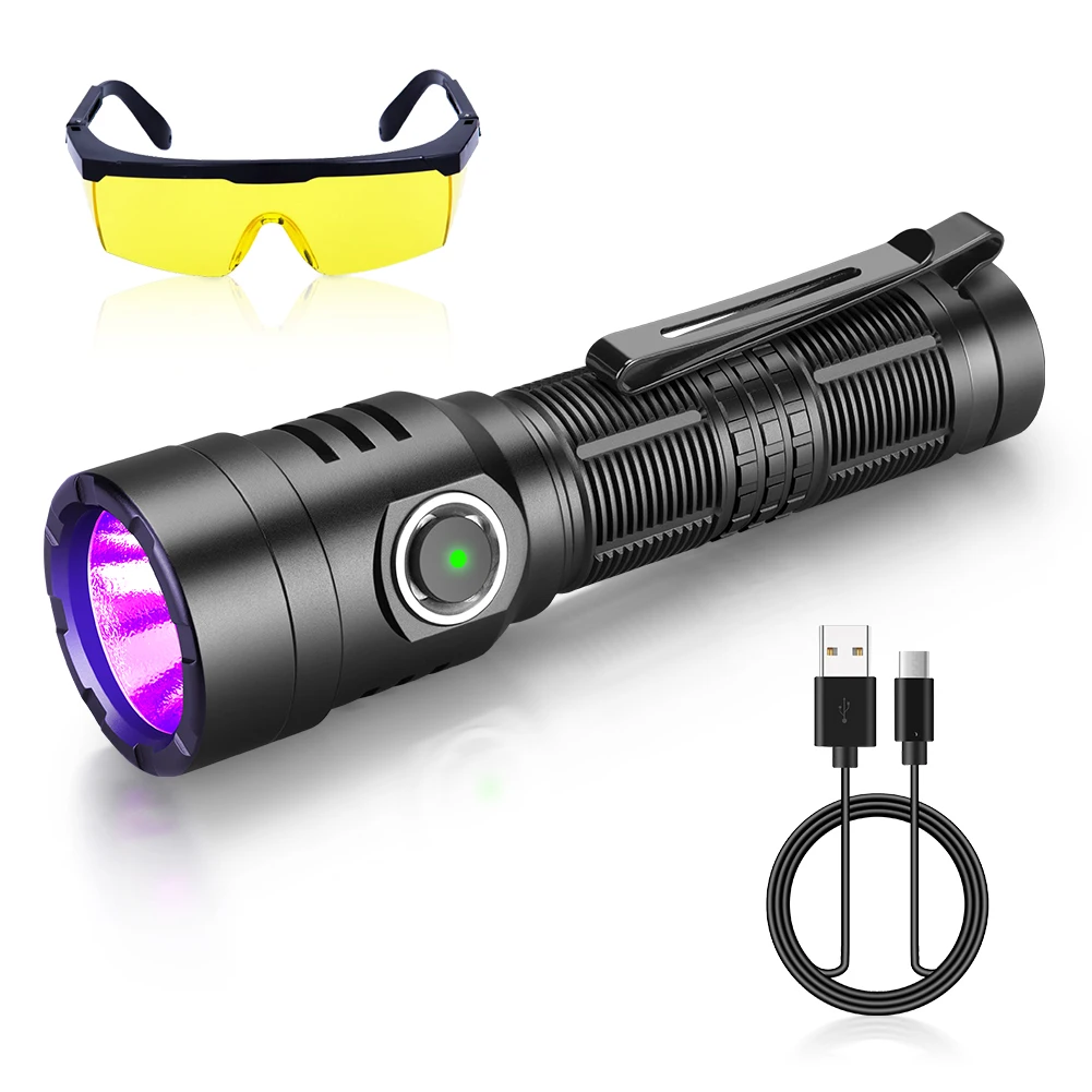 UniqueFire H9 Blacklight Handheld LED UV Flashlight 395nm Light Torch Detector for Dog Pet Urine Stains Bed Bugs and Scorpions