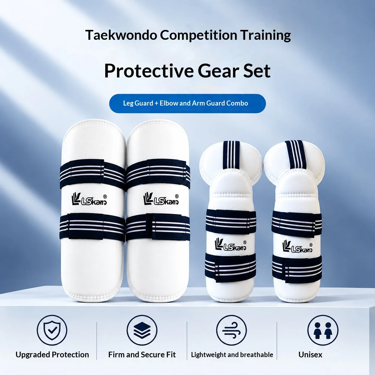Martial Arts Protective Set Thickened Half Finger Taekwondo Hand Gloves Foot Guards for Sanda Boxing Kickboxing Fitness Training