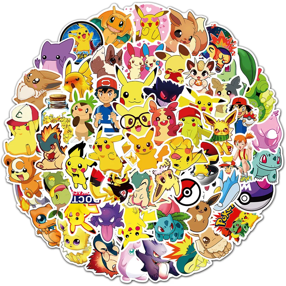 

10/30/50/100pcs Cute Funny Pokemon Cartoon Stickers Anime Pikachu Graffiti Decals DIY Phone Luggage Notebook Cool Sticker Decor