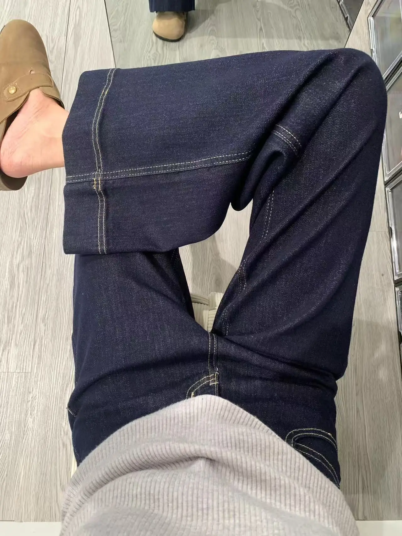 

Deep Blue Denim Flared Jeans Women's High Waist Slimming Long Pants Spring Autumn New Sle Retro Crt Proced Zipper Closure