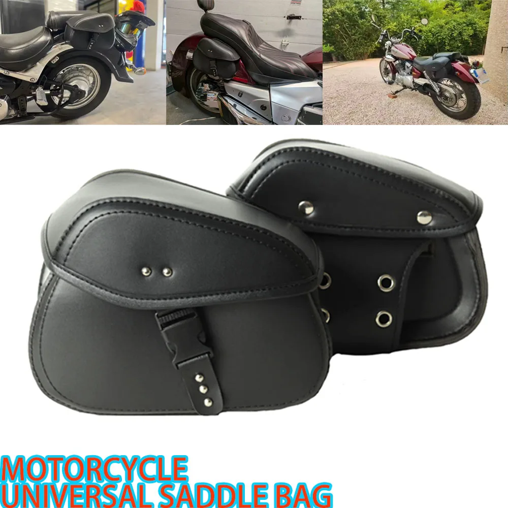 

Waterproof PU Leather Motorbike Side Saddlebags Universal Luggage Storage Backseat Bag For Most Cruiser Street Bikes