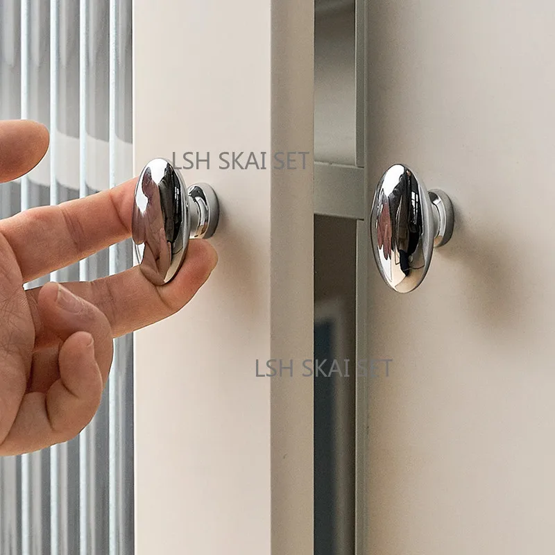 1PC Sleek Chrome Oval Cabinet Handle High Quality Furniture Hardware Accessories EasyInstall Bathroom Vanitiesand Drawer Knobs