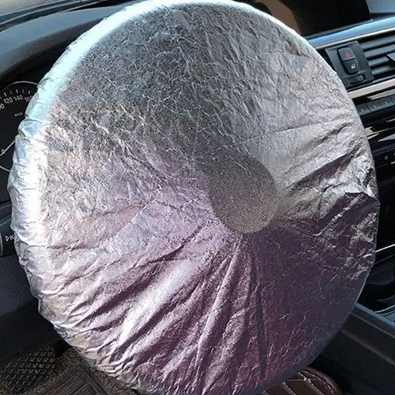 Car Sun Shade Cover Steering Wheel Sun Block Silver Coated Cloth Universal SUV Car Steering Wheel Heat Insulation Sunshade