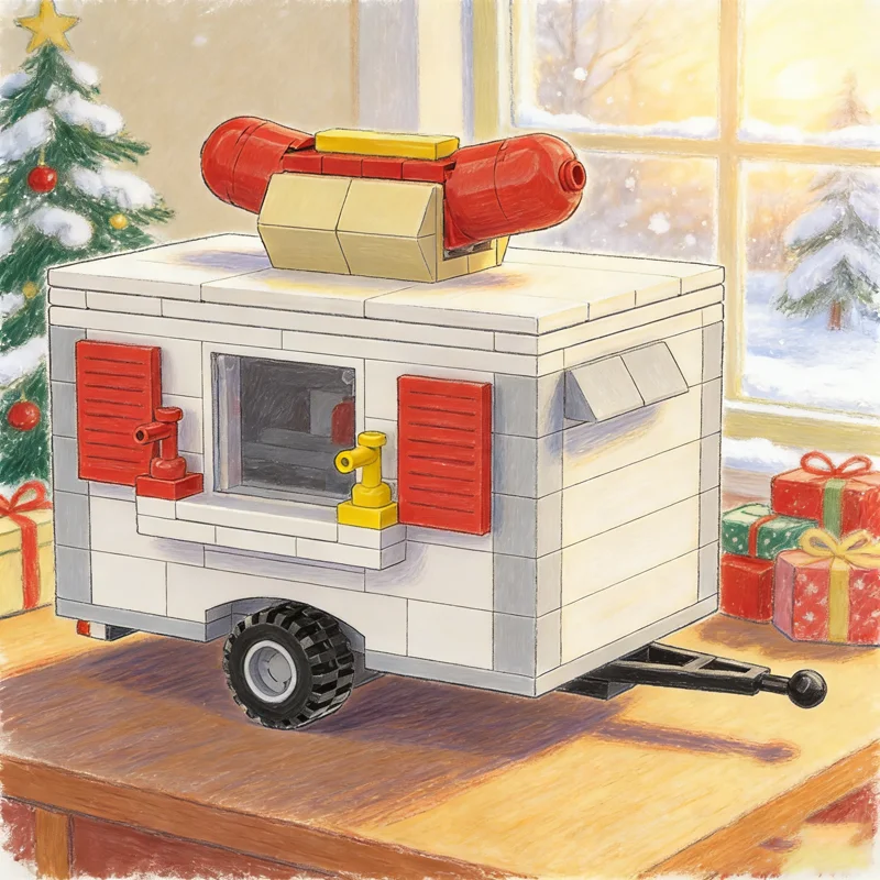 

243pcs MOC City Frank S Furts Hot Dog Trailer Model Building Toys Blocks Architecture DIY Creative Festival Gifts Idea Assemble