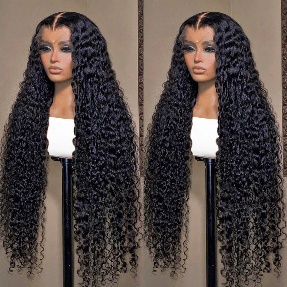 180 Density 30 Inches Deep Wave 13x6 Hd Lace Front Human Hair Wig Water Curly Lace Frontal Human Hair Wigs For Women