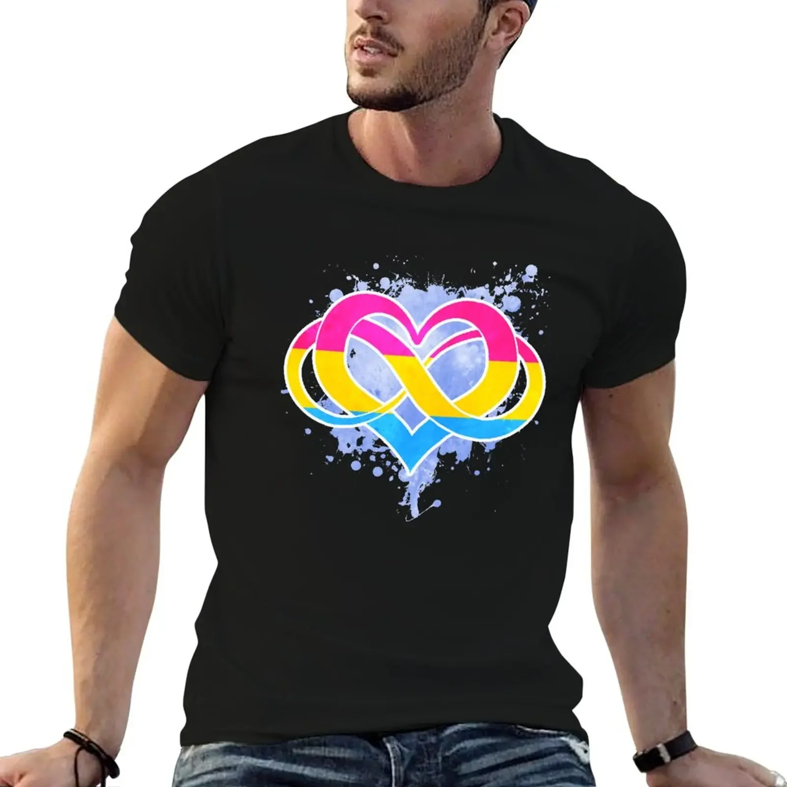

Pan flag - Poly heart - LGBT symbol T-Shirt topping graphic tee shirt customs design your own graphic shirts outfits for men