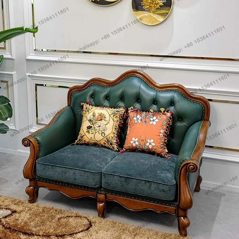 Classic American country sofa leather living room European simple beauty light luxury all solid wood
