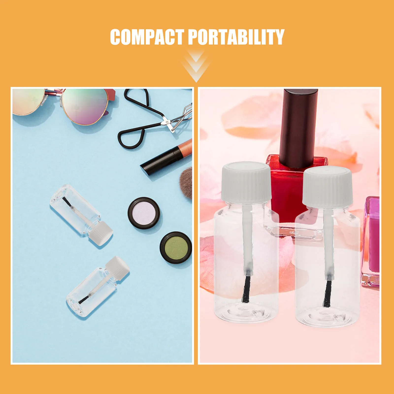 20Pcs Nail Polish Bottles Clear Refillable Manicure Containers Brush Cap Portable Nail Art Sample Bottles Empty Gel Polish