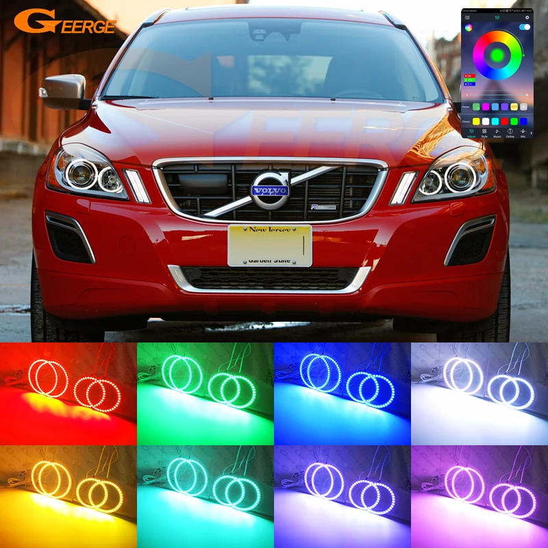 

For Volvo XC60 156 2009 2010 2011 2012 2013 Bluetooth App Ultra Bright Multi-Color RGB LED Angel Eyes Kit Halo Rings