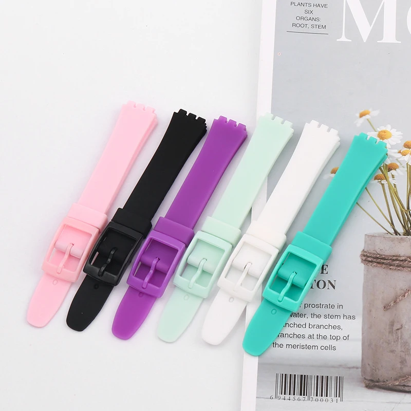 

12mm Silicone Watch band For swatch LP131 LW143 LB153 LP150 Children's sports rubber watch strap wristband bracelet buckle