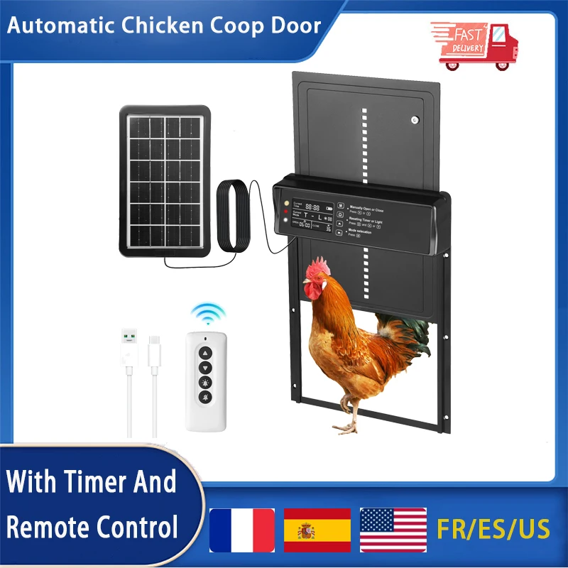 Automatic Chicken Coop Door, Solar Light Sensor, Chicken Coop Door With Timer And Remote Control For Chicken Coop Farm Equipment