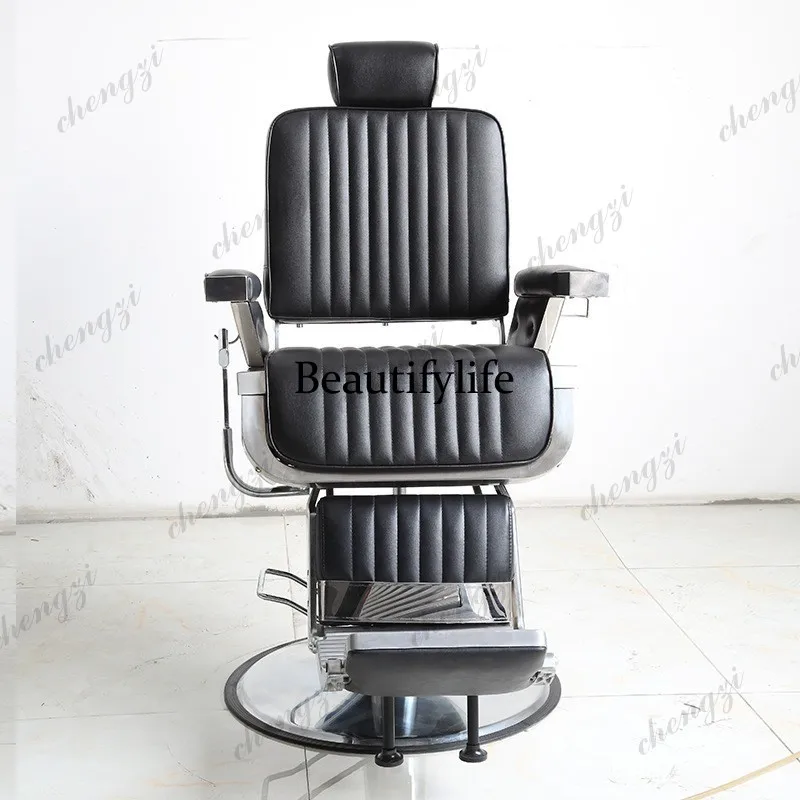k182  Rolling Fashionable Barber Chair Vintage Reclining Minimalist Shaving Barber Chair Modern Design Salon Furniture