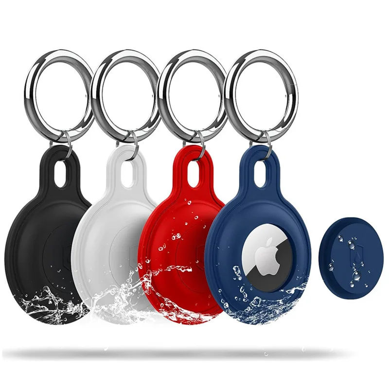 Waterproof Case for Airtag Keychain Holder with Key Ring Soft Silicone Shockproof Anti-Scratch Air Tag Tracker Protective case