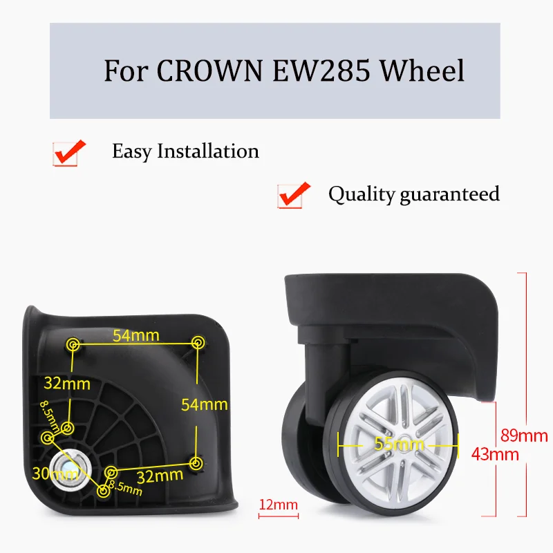 

Suitable For CROWN EW285 Universal Wheel Trolley Case Wheel Replacement Luggage Pulley Sliding Casters wear-resistant Repair