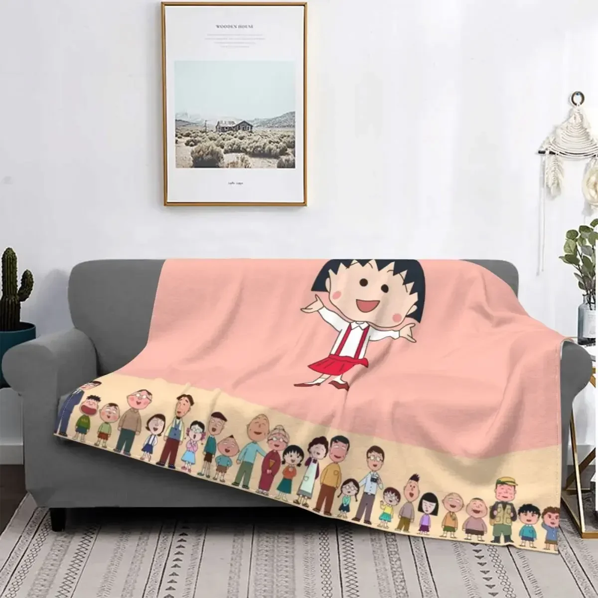 Chibi Maruko Chan-Manta de forro polar para niña, decoración textil, transpirable, ultrasuave, ropa de cama de viaje