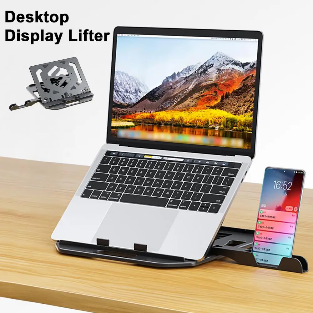 ที่วางแท็บเล็ต ที่วางแท็บเล็ตแบบพกพา ขาตั้งแล็ปท็อปแบบปรับได้พร้อมที่วางโทรศัพท์เพื่อความเสถียรสูง ความสามารถในการรับน้ําหนักที่แข็งแกร่ง