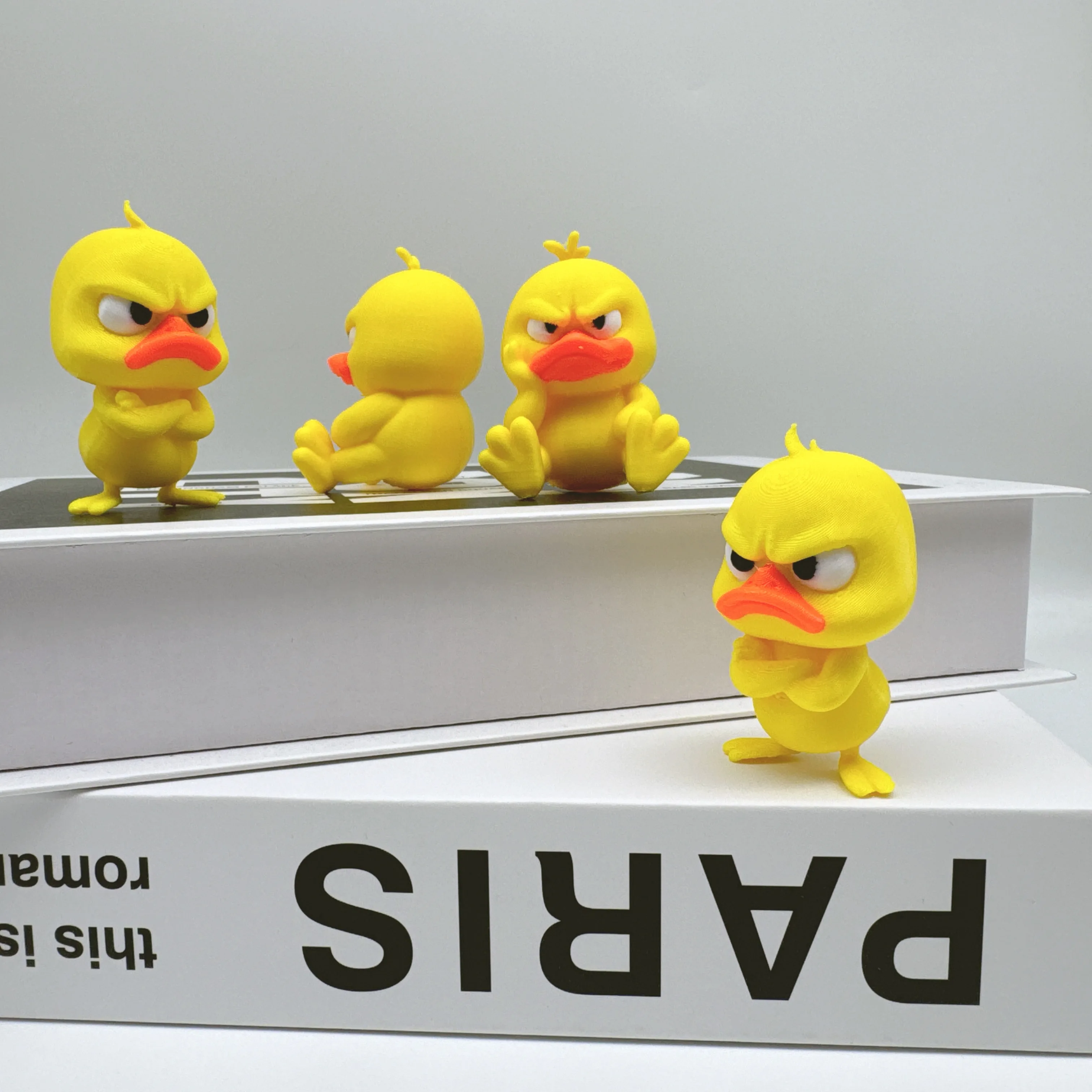 3D Printed, Angry Little Yellow Duck Statue, Durable Plastic, Outdoor/indoor Desktop Office Car Home Decoration, Humorous Design