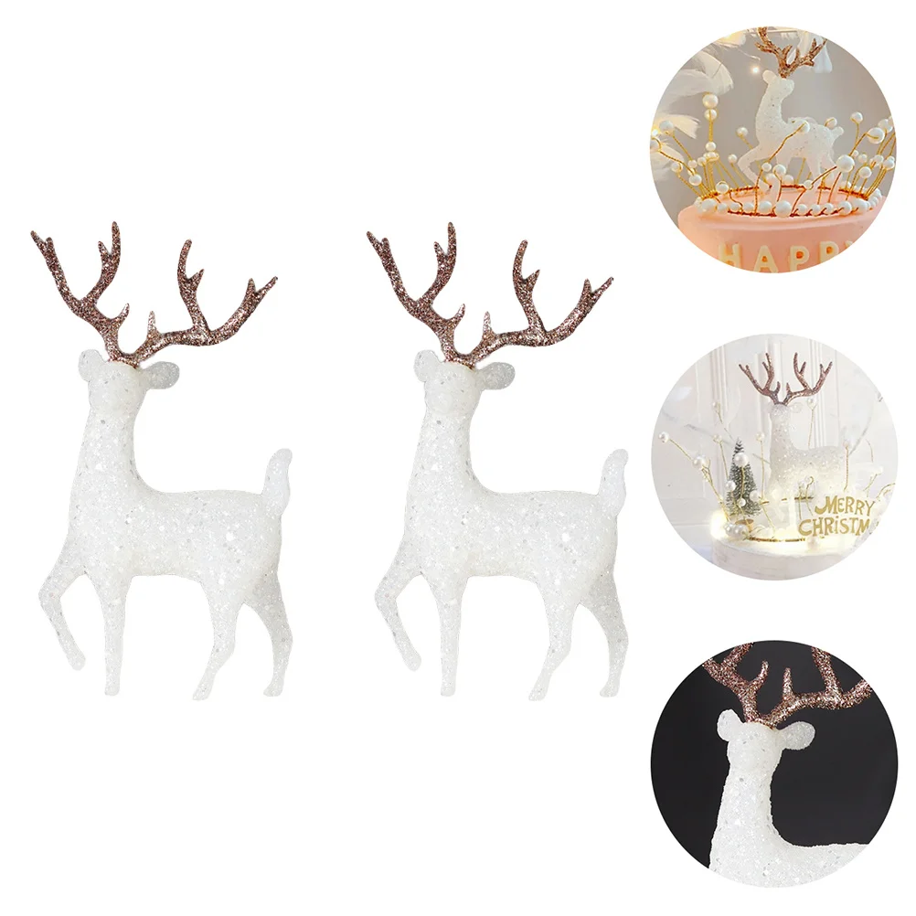 

2Pcs Deer Cake Topper Plastic Exquisite Birthday Cake Decoration Party Supply Festival Ornament Christmas Decoration