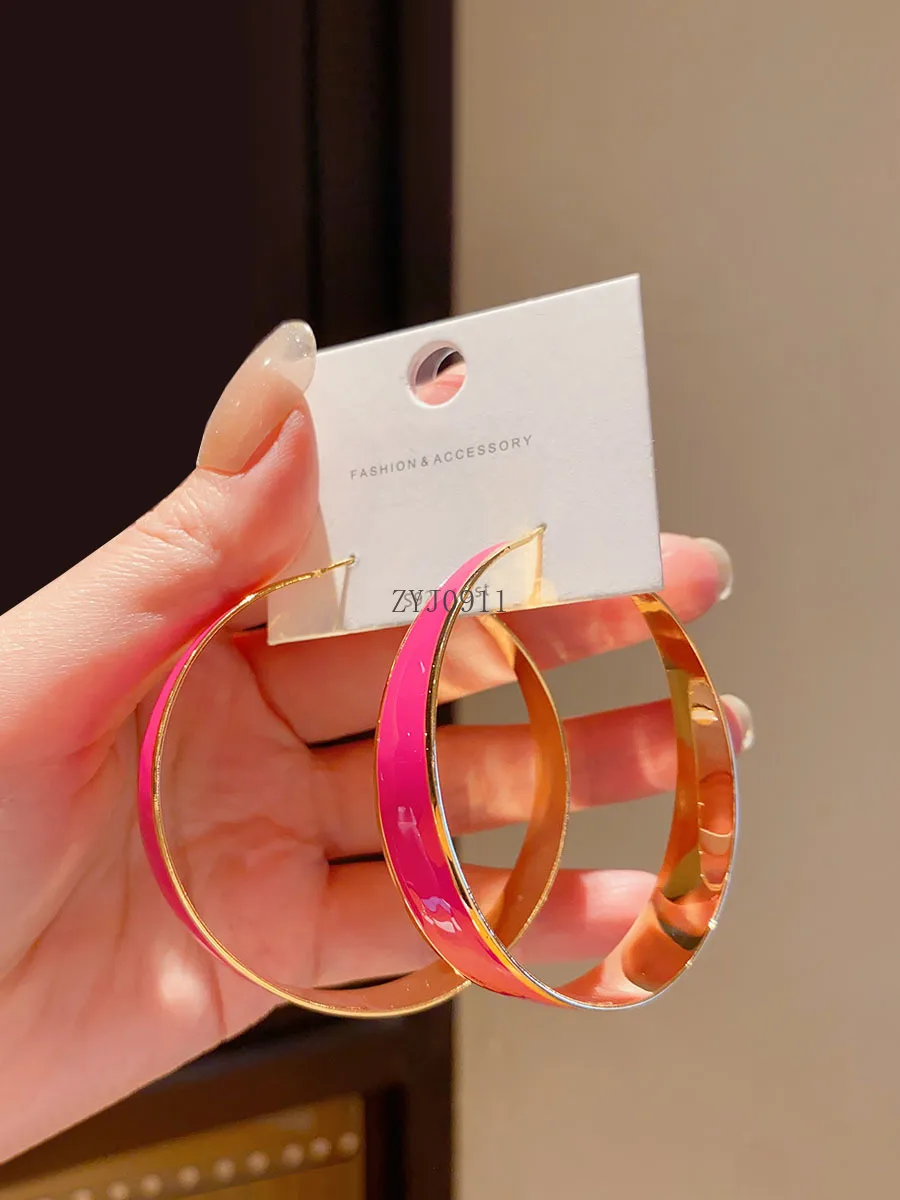 Orecchini a cerchio con smalto a goccia marea orecchini da donna ad alto senso orecchini a cerchio grandi esagerati unici