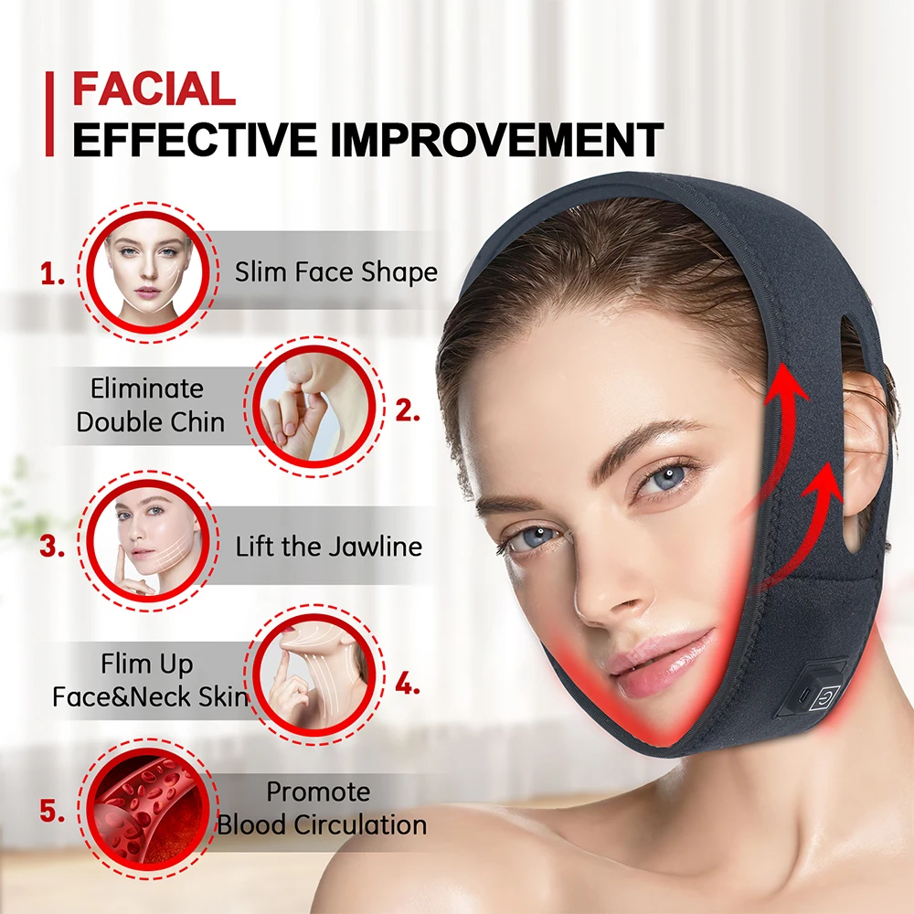660nm Infrared 850NM Fabric Chin Neck Home Use Neck Heating Belt Lifting Firming Skin Neck Pain Relief Wrap Skin Care