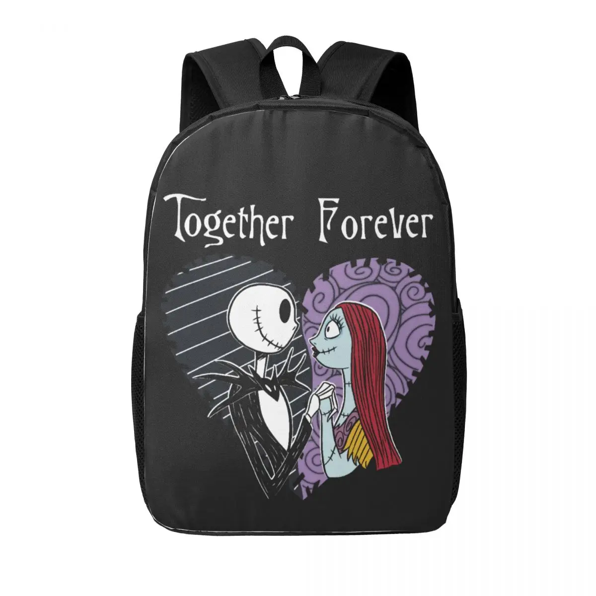 Custom Jack Skellington Together Forever Laptop Backpack Women Men Fashion Bookbag for School College Students Bag