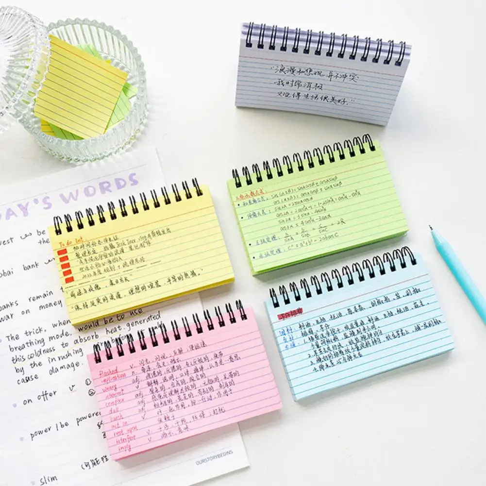 Candy Color Horizontal Line Thickened Coil Book Staff Meeting Index Memo Book School Office Home Memory Learning To-do List