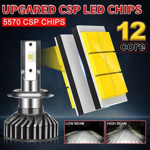 Imagen 2 del producto HLXG H7 H4 LED faro 12 Uds 5570 CSP Chip 300W Auto LED faro H8 H9 H11 H1 9005 9006 HB3 HB4 4300K 6K 8K lámpara antiniebla 12V