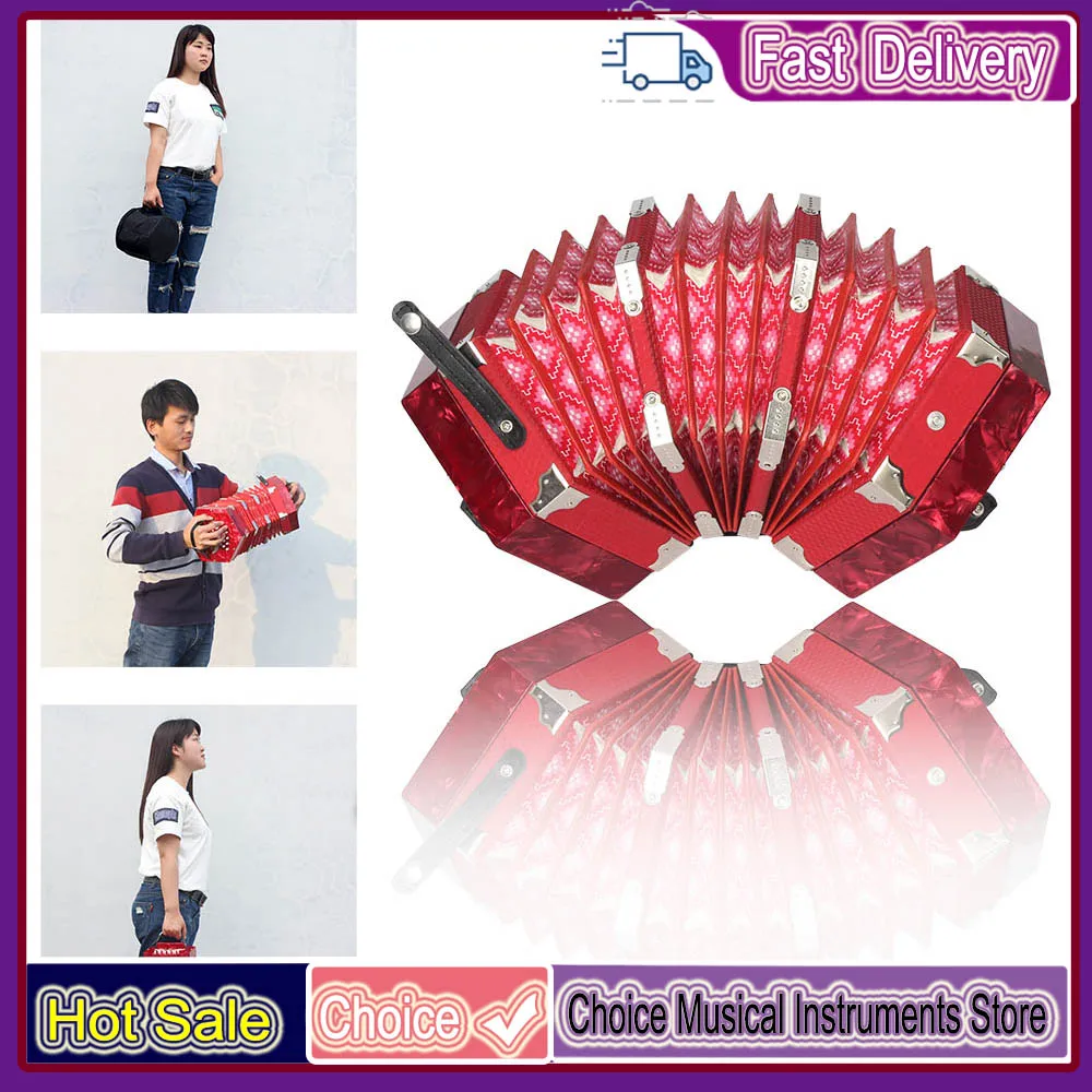 Acordeão Concertina IRIN com 20 Botões e 40 Palhetas, Estilo Anglo, Instrumento Musical com Bolsa de Transporte para Crianças